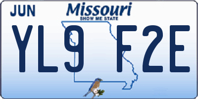 MO license plate YL9F2E