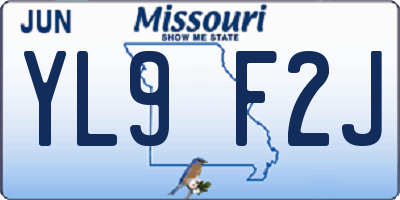 MO license plate YL9F2J