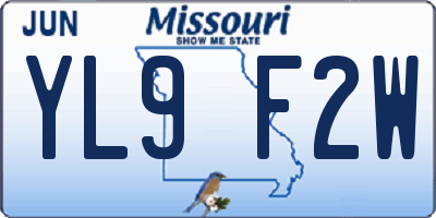 MO license plate YL9F2W