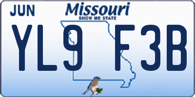 MO license plate YL9F3B