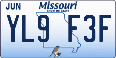 MO license plate YL9F3F