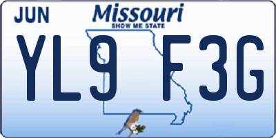 MO license plate YL9F3G