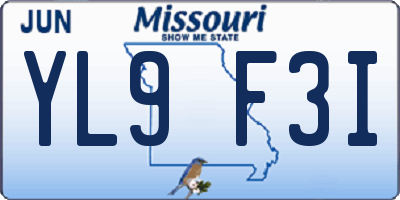 MO license plate YL9F3I