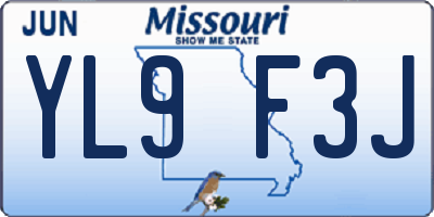 MO license plate YL9F3J