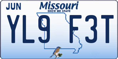 MO license plate YL9F3T