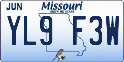 MO license plate YL9F3W