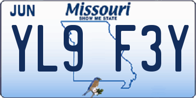 MO license plate YL9F3Y