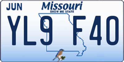 MO license plate YL9F4O