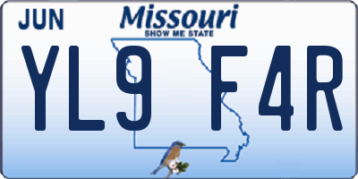 MO license plate YL9F4R