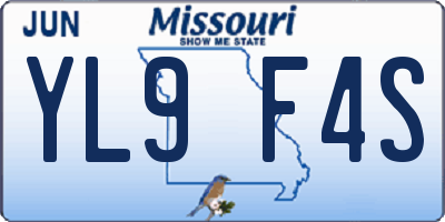 MO license plate YL9F4S