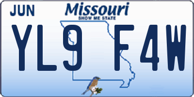 MO license plate YL9F4W