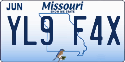 MO license plate YL9F4X