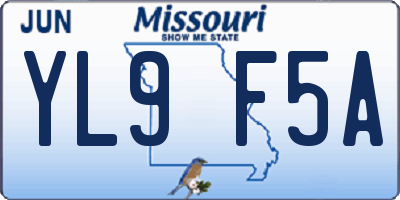 MO license plate YL9F5A