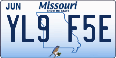 MO license plate YL9F5E