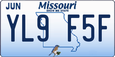 MO license plate YL9F5F