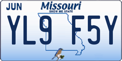 MO license plate YL9F5Y