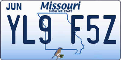 MO license plate YL9F5Z