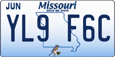 MO license plate YL9F6C