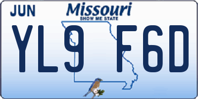 MO license plate YL9F6D