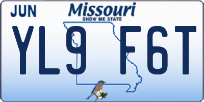 MO license plate YL9F6T