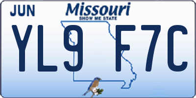 MO license plate YL9F7C