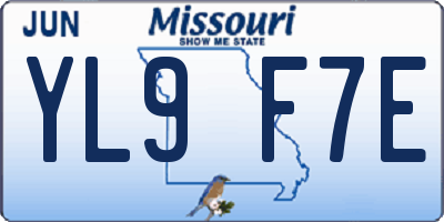 MO license plate YL9F7E