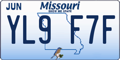 MO license plate YL9F7F