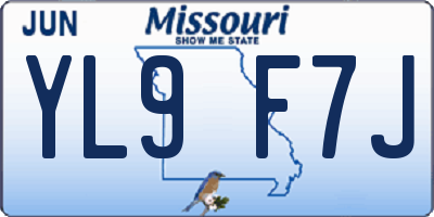 MO license plate YL9F7J