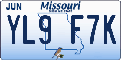 MO license plate YL9F7K