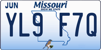 MO license plate YL9F7Q