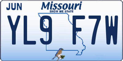 MO license plate YL9F7W