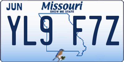 MO license plate YL9F7Z