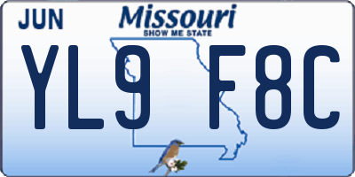 MO license plate YL9F8C
