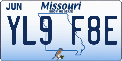 MO license plate YL9F8E