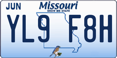 MO license plate YL9F8H