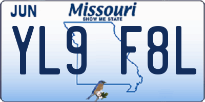 MO license plate YL9F8L