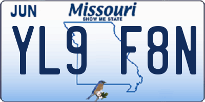 MO license plate YL9F8N