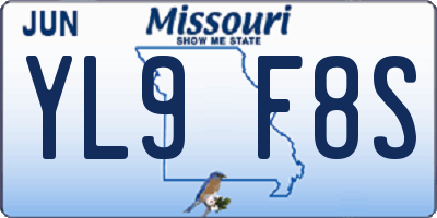 MO license plate YL9F8S