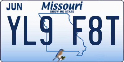 MO license plate YL9F8T