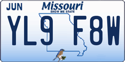 MO license plate YL9F8W
