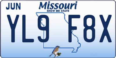 MO license plate YL9F8X
