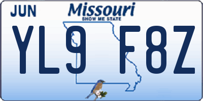 MO license plate YL9F8Z