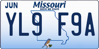 MO license plate YL9F9A
