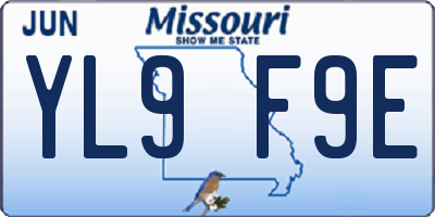 MO license plate YL9F9E