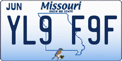 MO license plate YL9F9F