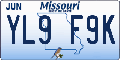 MO license plate YL9F9K