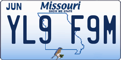 MO license plate YL9F9M