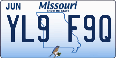 MO license plate YL9F9Q