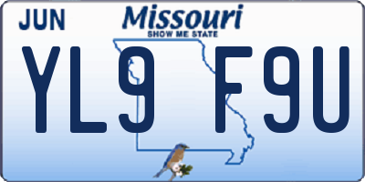 MO license plate YL9F9U
