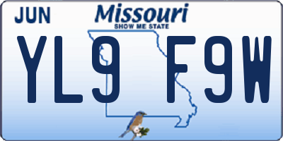 MO license plate YL9F9W